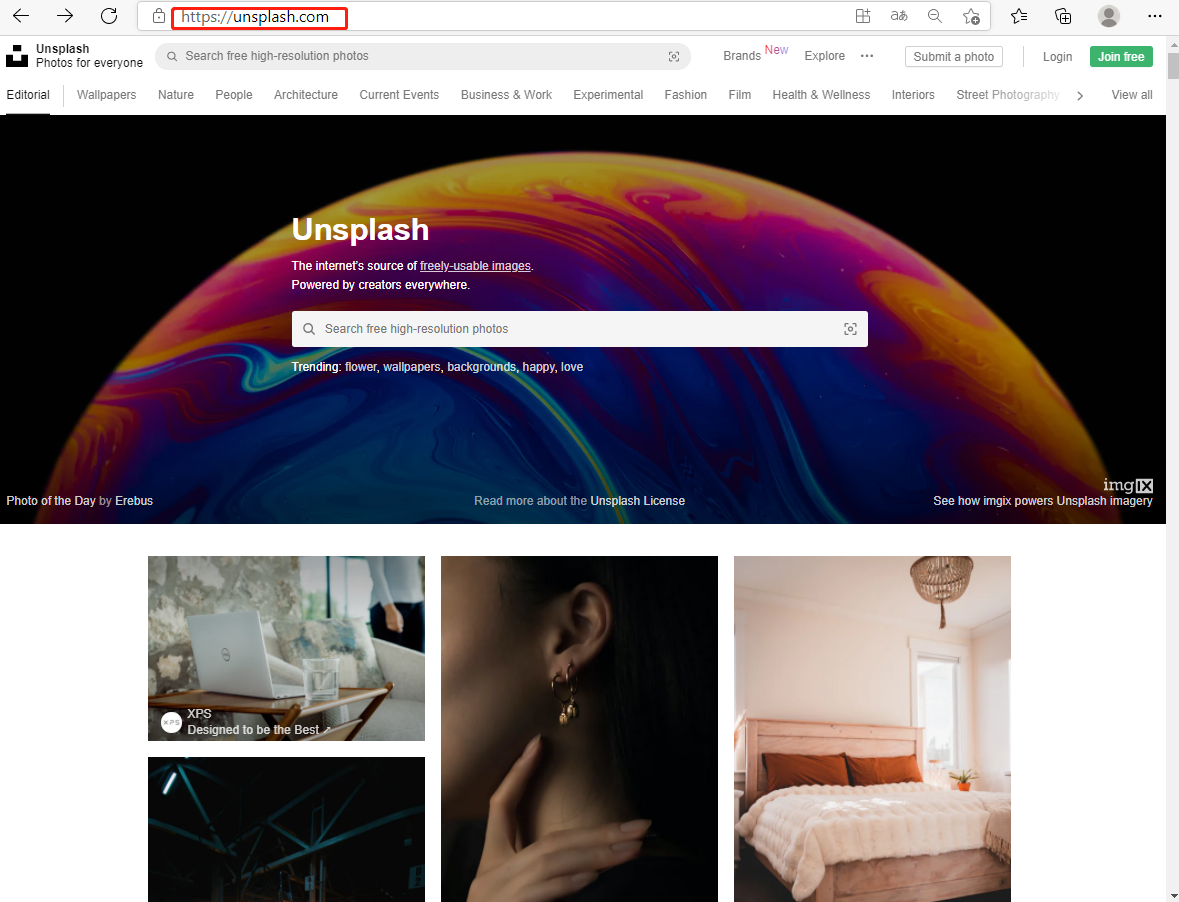  unsplash 首页